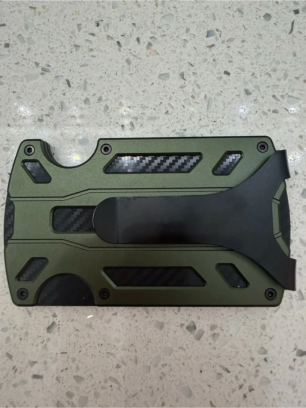 Slim Tactical RFID Wallet in Olive Green with Carbon Accents